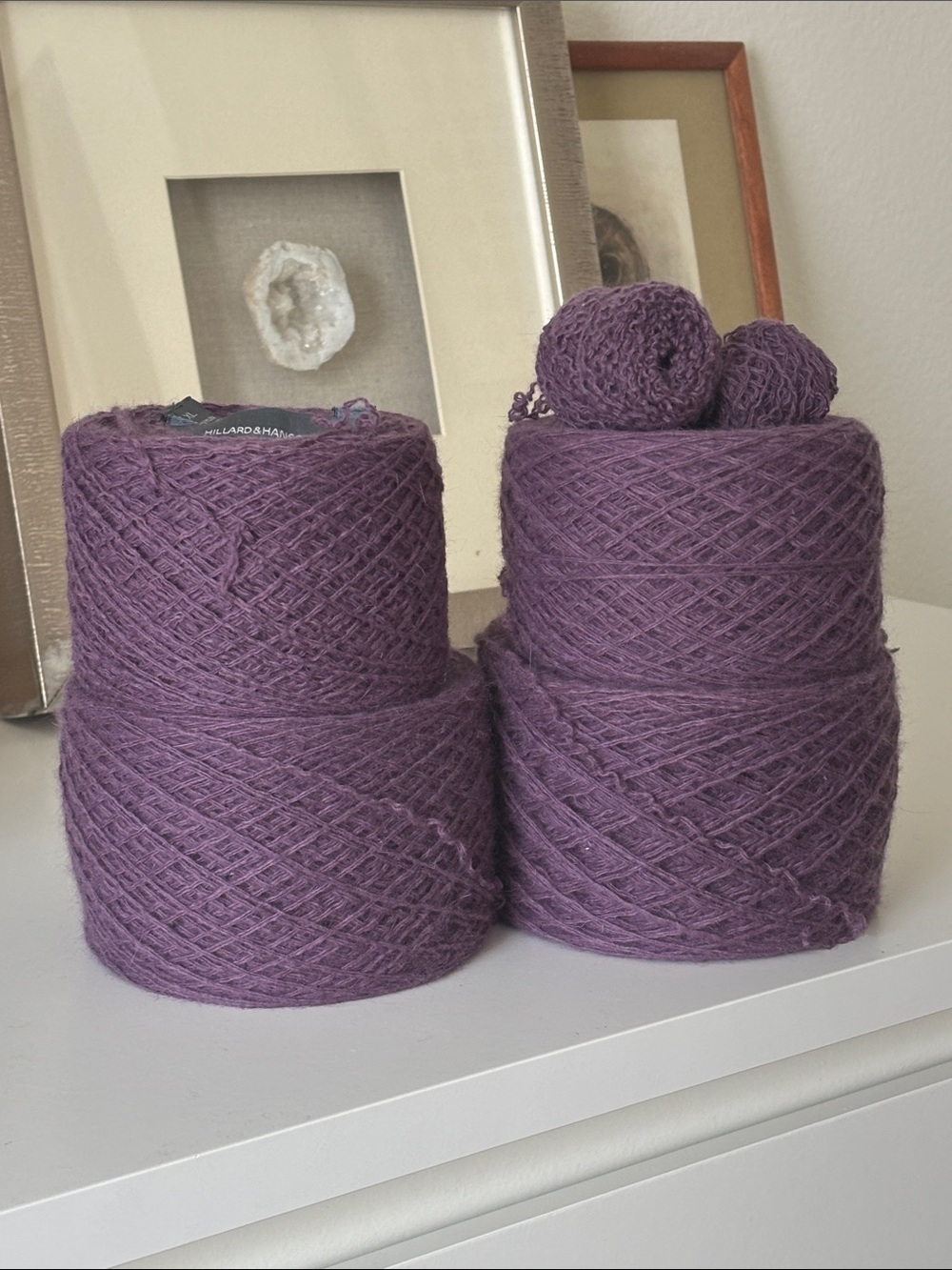 Angora Wool Blend Purple Recycled Lace Weight Yarn Bundle of 4 Cakes 234 grams